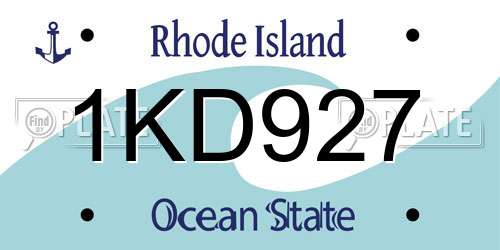1KD927 Rhode Island License Plate