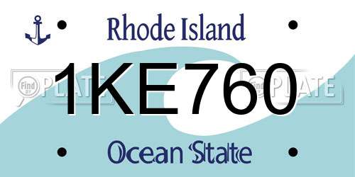 1KE760 Rhode Island License Plate