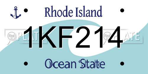 1KF214 Rhode Island License Plate