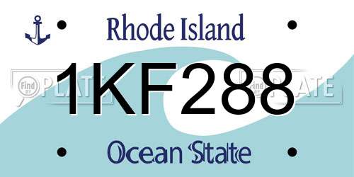1KF288 Rhode Island License Plate