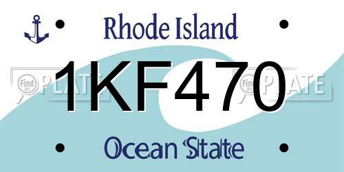 1KF470 Rhode Island License Plate