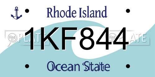 1KF844 Rhode Island License Plate