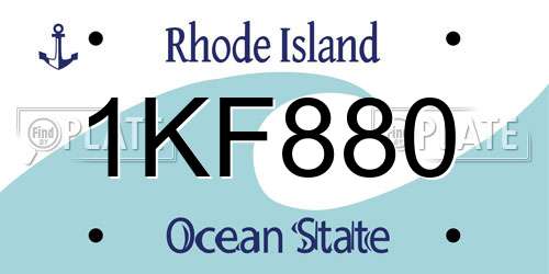 1KF880 Rhode Island License Plate