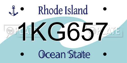 1KG657 Rhode Island License Plate
