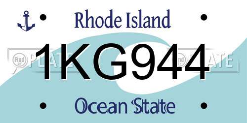 1KG944 Rhode Island License Plate