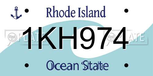 1KH974 Rhode Island License Plate