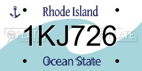 1KJ726 Rhode Island License Plate