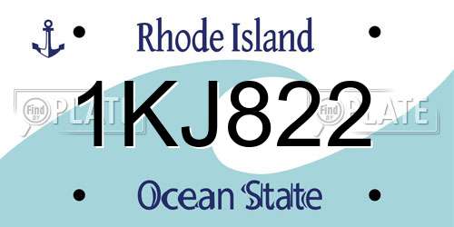 1KJ822 Rhode Island License Plate