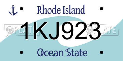 1KJ923 Rhode Island License Plate