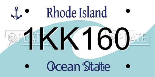 1KK160 Rhode Island License Plate