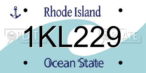1KL229 Rhode Island License Plate