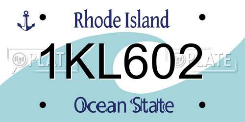1KL602 Rhode Island License Plate