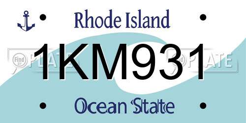 1KM931 Rhode Island License Plate