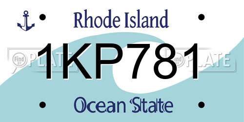 1KP781 Rhode Island License Plate