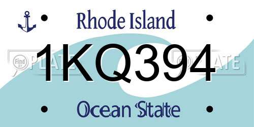 1KQ394 Rhode Island License Plate