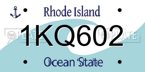 1KQ602 Rhode Island License Plate