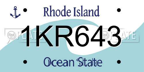 1KR643 Rhode Island License Plate