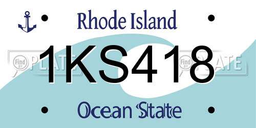 1KS418 Rhode Island License Plate