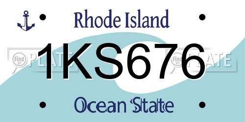 1KS676 Rhode Island License Plate