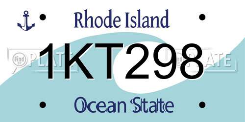 1KT298 Rhode Island License Plate