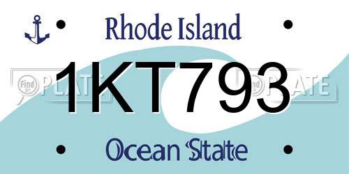 1KT793 Rhode Island License Plate