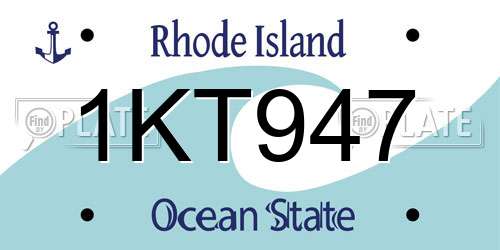 1KT947 Rhode Island License Plate