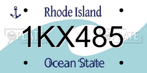 1KX485 Rhode Island License Plate