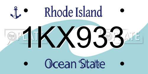 1KX933 Rhode Island License Plate