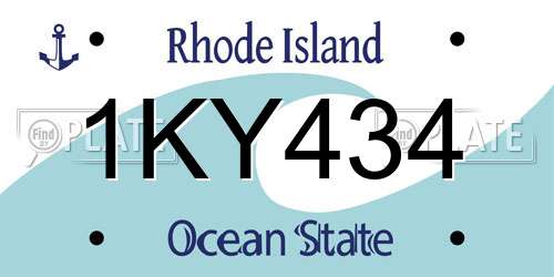 1KY434 Rhode Island License Plate