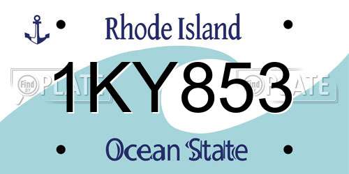 1KY853 Rhode Island License Plate