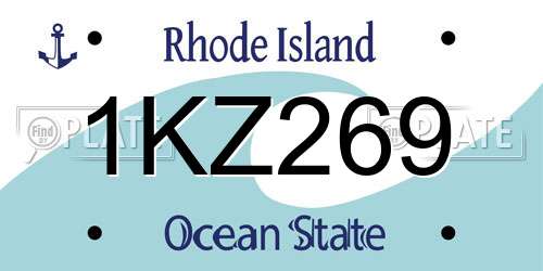 1KZ269 Rhode Island License Plate