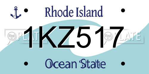 1KZ517 Rhode Island License Plate