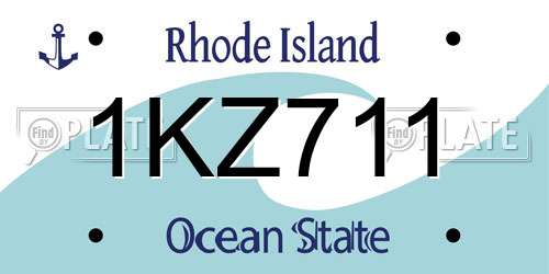 1KZ711 Rhode Island License Plate