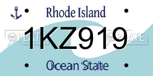 1KZ919 Rhode Island License Plate