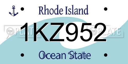 1KZ952 Rhode Island License Plate