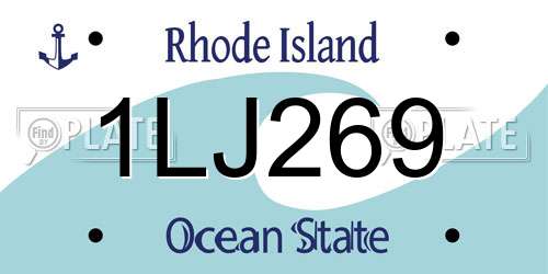 1LJ269 Rhode Island License Plate