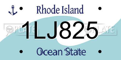 1LJ825 Rhode Island License Plate