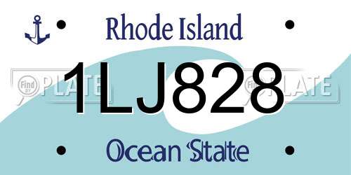 1LJ828 Rhode Island License Plate