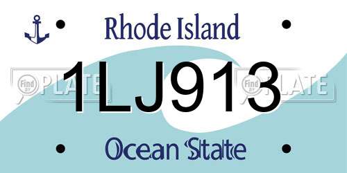 1LJ913 Rhode Island License Plate