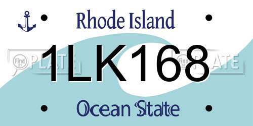 1LK168 Rhode Island License Plate