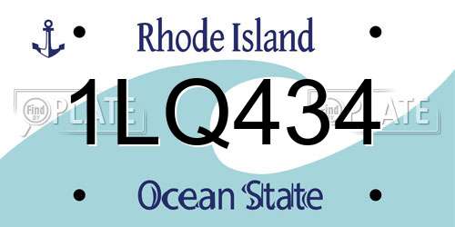 1LQ434 Rhode Island License Plate