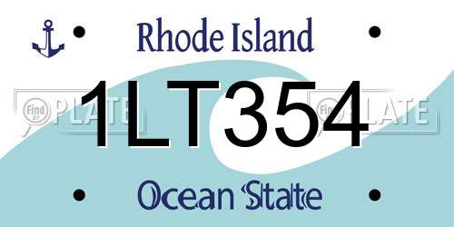 1LT354 Rhode Island License Plate