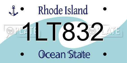 1LT832 Rhode Island License Plate