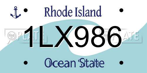 1LX986 Rhode Island License Plate