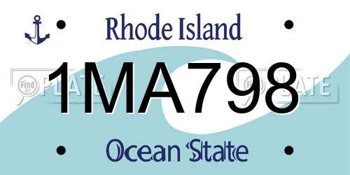 1MA798 Rhode Island License Plate