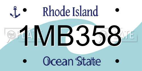 1MB358 Rhode Island License Plate