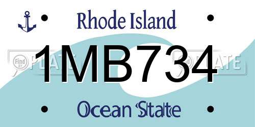 1MB734 Rhode Island License Plate