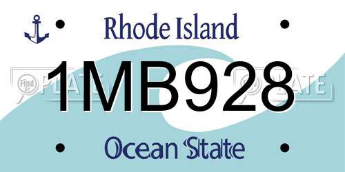 1MB928 Rhode Island License Plate