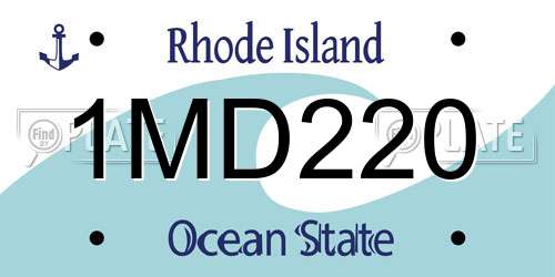 1MD220 Rhode Island License Plate