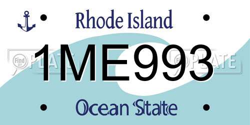 1ME993 Rhode Island License Plate